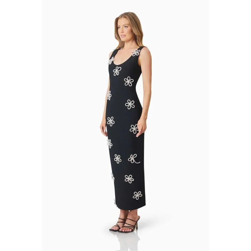 Elliatt Delia Diamante Fitted Bodycon Midi Dress cocktail parties events XXS NWT - Picture 2 of 5